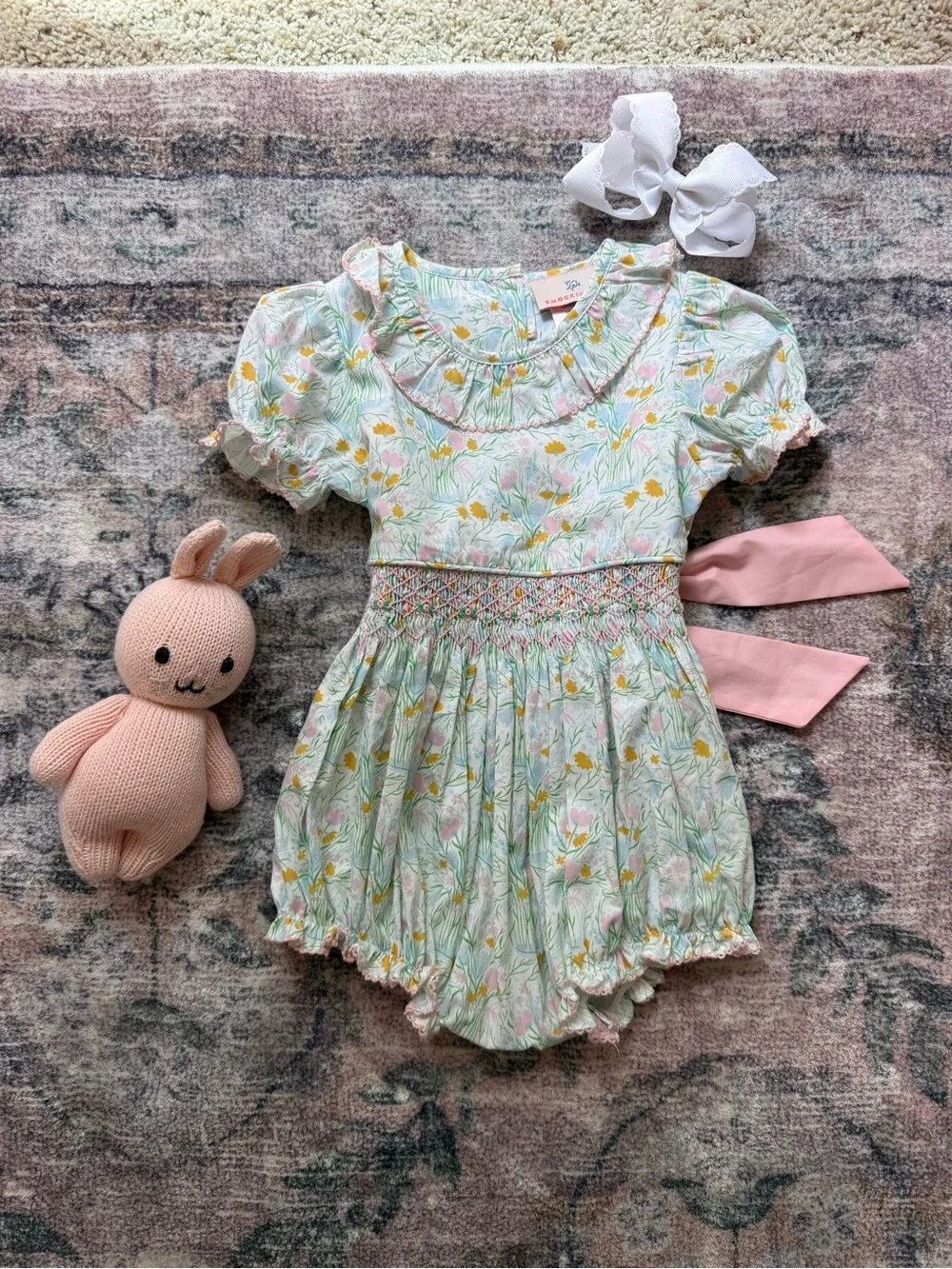Smockingbird Floral Bouquet Smocked Jenny Bubble